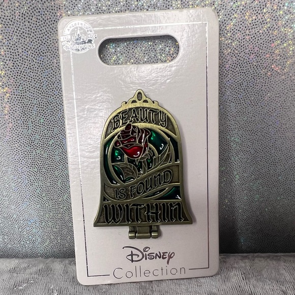 Disney Jewelry - Disney pin Beauty and the beast mirror opens double pinned Mickey ears NWT
